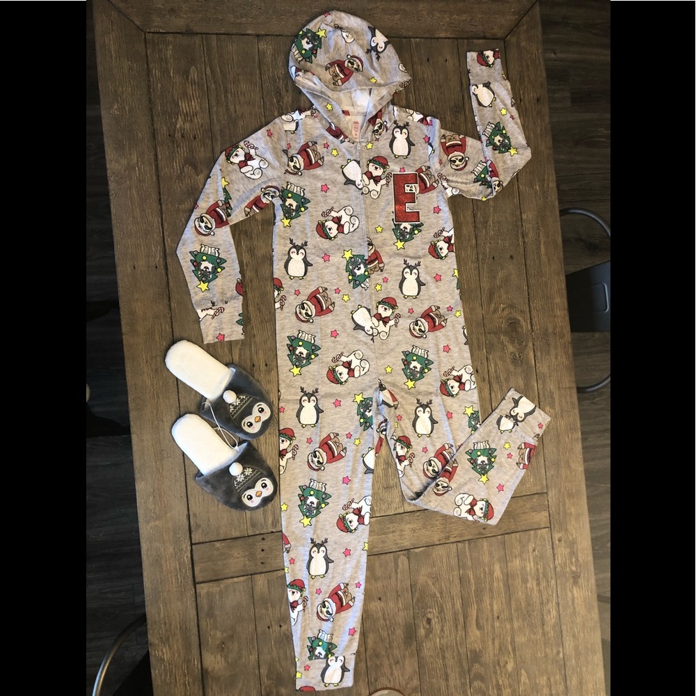 justice onesie pajama. Initial E